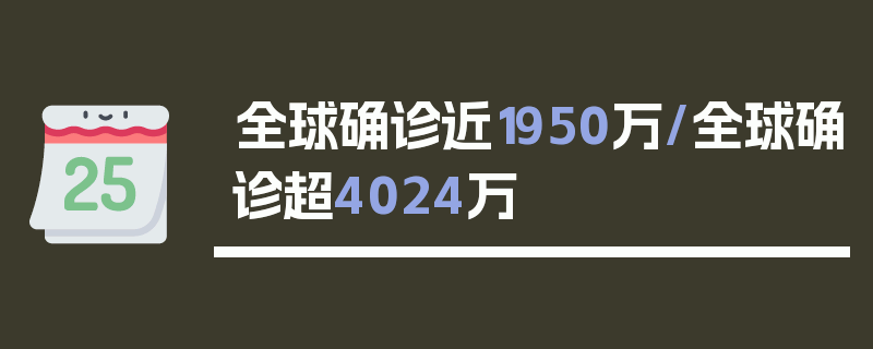 全球确诊近1950万/全球确诊超4024万