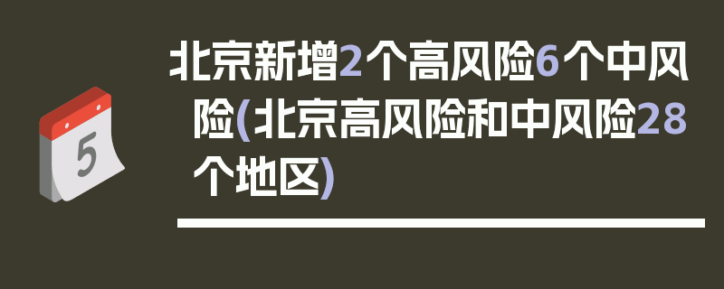北京新增2个高风险6个中风险(北京高风险和中风险28个地区)