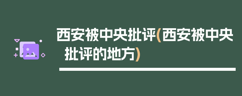 西安被中央批评(西安被中央批评的地方)