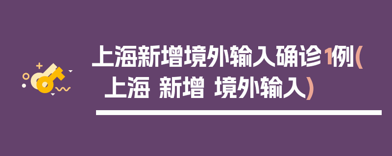 上海新增境外输入确诊1例(上海 新增 境外输入)