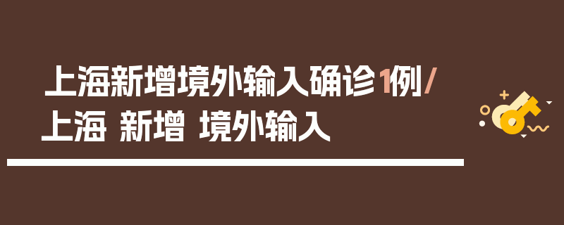 上海新增境外输入确诊1例/上海 新增 境外输入