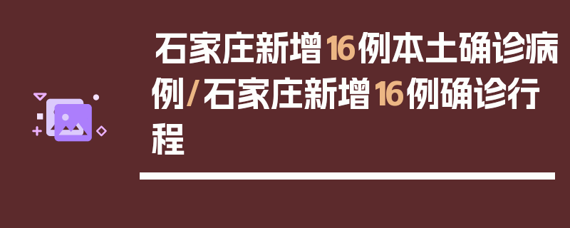 石家庄新增16例本土确诊病例/石家庄新增16例确诊行程