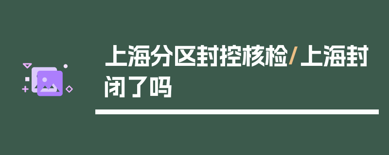 上海分区封控核检/上海封闭了吗