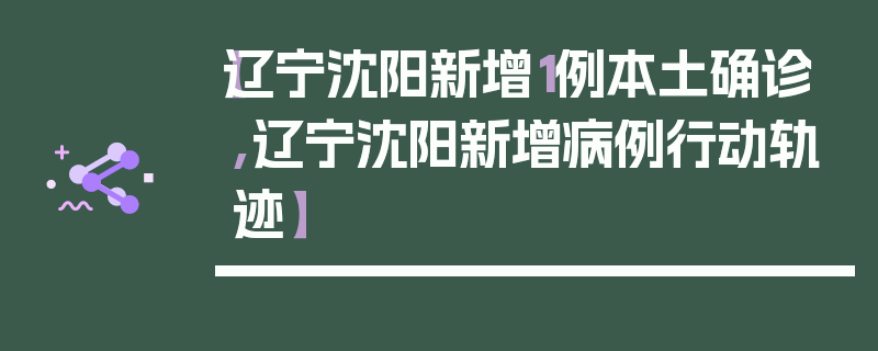 【辽宁沈阳新增1例本土确诊,辽宁沈阳新增病例行动轨迹】