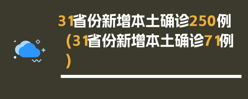 31省份新增本土确诊250例(31省份新增本土确诊71例)
