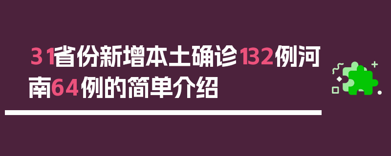31省份新增本土确诊132例河南64例的简单介绍