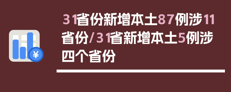 31省份新增本土87例涉11省份/31省新增本土5例涉四个省份