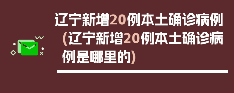 辽宁新增20例本土确诊病例(辽宁新增20例本土确诊病例是哪里的)