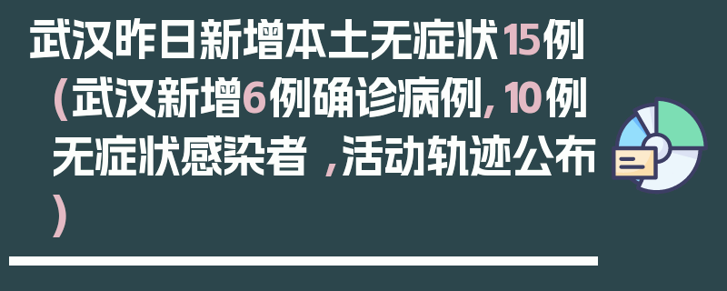 武汉昨日新增本土无症状15例(武汉新增6例确诊病例,10例无症状感染者 ,活动轨迹公布)