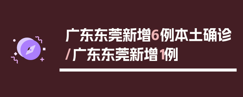 广东东莞新增6例本土确诊/广东东莞新增1例