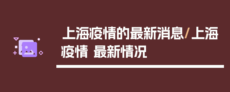 上海疫情的最新消息/上海疫情 最新情况