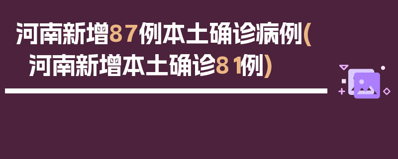河南新增87例本土确诊病例(河南新增本土确诊81例)