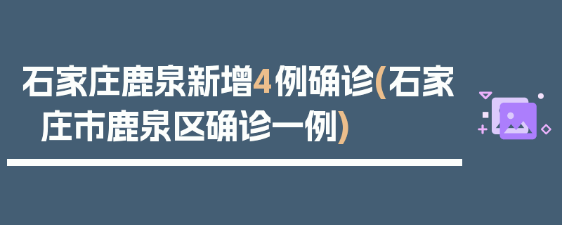 石家庄鹿泉新增4例确诊(石家庄市鹿泉区确诊一例)