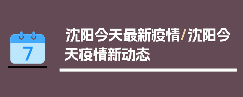 沈阳今天最新疫情/沈阳今天疫情新动态
