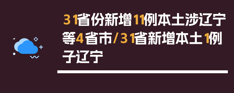 31省份新增11例本土涉辽宁等4省市/31省新增本土1例子辽宁
