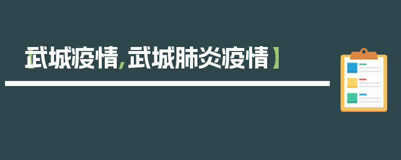 【武城疫情,武城肺炎疫情】