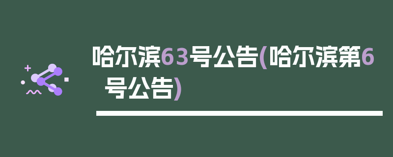 哈尔滨63号公告(哈尔滨第6号公告)