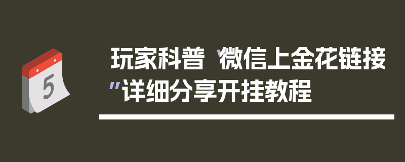 玩家科普“微信上金花链接”详细分享开挂教程