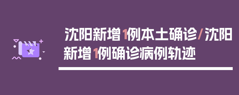 沈阳新增1例本土确诊/沈阳新增1例确诊病例轨迹