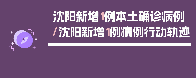沈阳新增1例本土确诊病例/沈阳新增1例病例行动轨迹