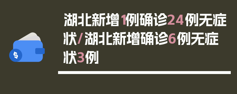 湖北新增1例确诊24例无症状/湖北新增确诊6例无症状3例