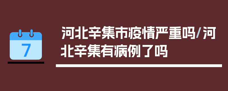 河北辛集市疫情严重吗/河北辛集有病例了吗