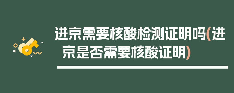 进京需要核酸检测证明吗(进京是否需要核酸证明)