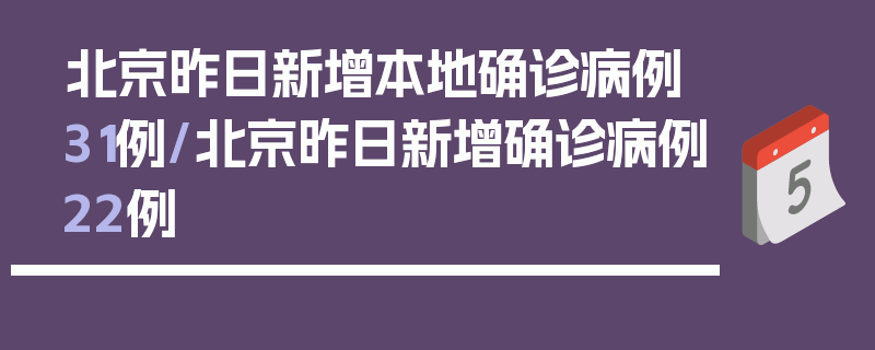 北京昨日新增本地确诊病例31例/北京昨日新增确诊病例22例