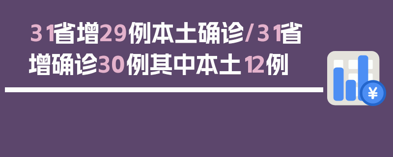 31省增29例本土确诊/31省增确诊30例其中本土12例