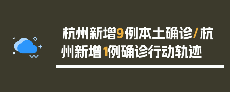 杭州新增9例本土确诊/杭州新增1例确诊行动轨迹