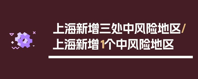 上海新增三处中风险地区/上海新增1个中风险地区