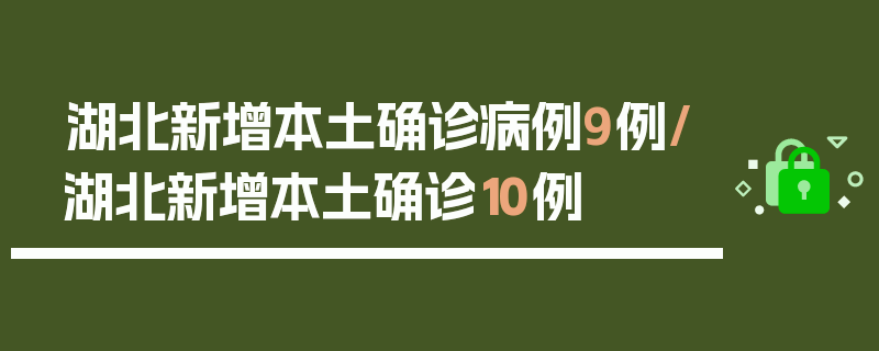 湖北新增本土确诊病例9例/湖北新增本土确诊10例