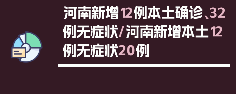 河南新增12例本土确诊、32例无症状/河南新增本土12例无症状20例