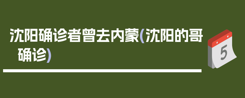 沈阳确诊者曾去内蒙(沈阳的哥确诊)