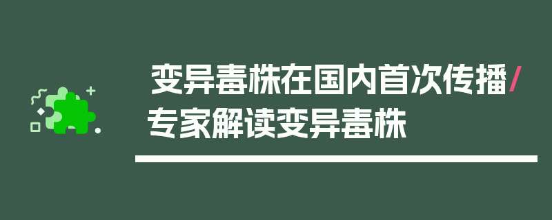 变异毒株在国内首次传播/专家解读变异毒株