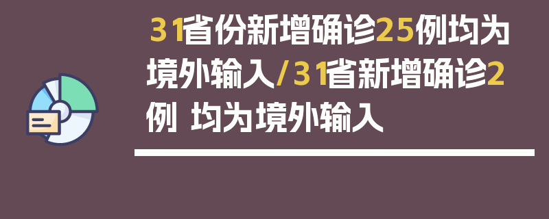 31省份新增确诊25例均为境外输入/31省新增确诊2例 均为境外输入
