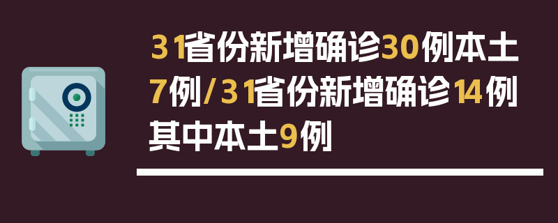 31省份新增确诊30例本土7例/31省份新增确诊14例其中本土9例