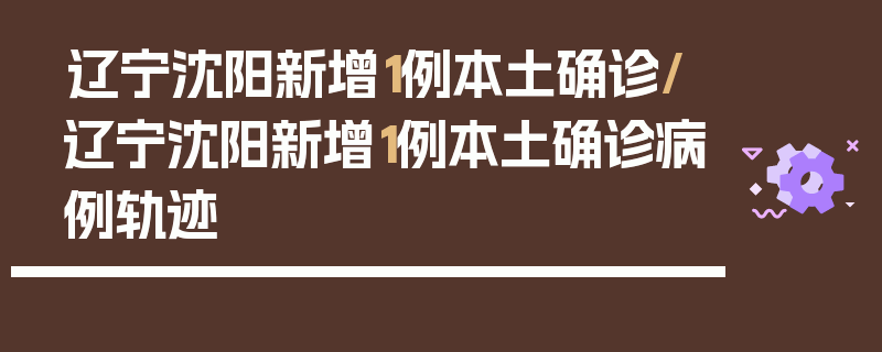 辽宁沈阳新增1例本土确诊/辽宁沈阳新增1例本土确诊病例轨迹