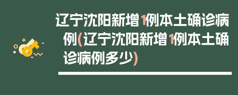 辽宁沈阳新增1例本土确诊病例(辽宁沈阳新增1例本土确诊病例多少)