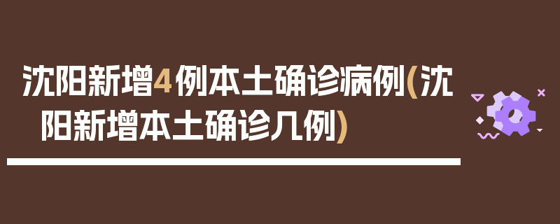 沈阳新增4例本土确诊病例(沈阳新增本土确诊几例)