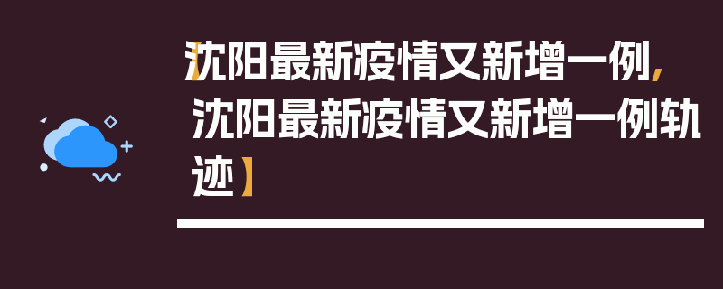 【沈阳最新疫情又新增一例,沈阳最新疫情又新增一例轨迹】