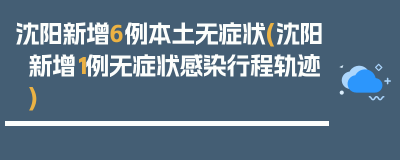 沈阳新增6例本土无症状(沈阳新增1例无症状感染行程轨迹)