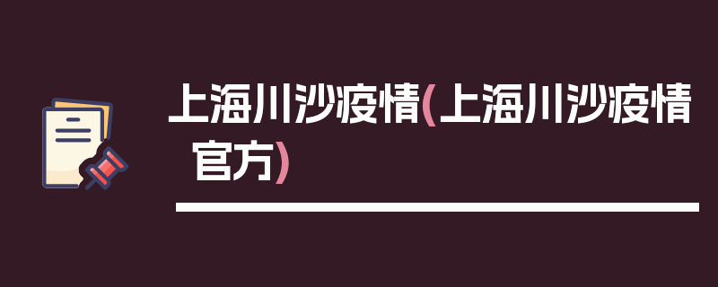 上海川沙疫情(上海川沙疫情官方)