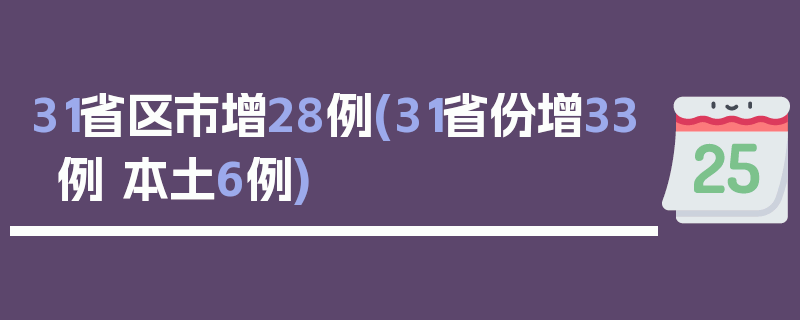 31省区市增28例(31省份增33例 本土6例)