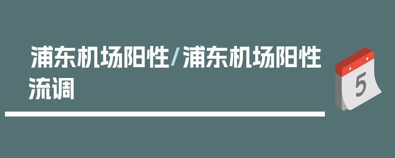 浦东机场阳性/浦东机场阳性流调