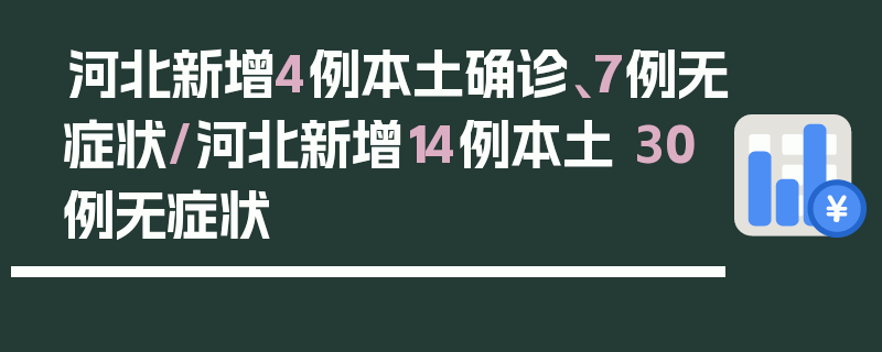 河北新增4例本土确诊、7例无症状/河北新增14例本土 30例无症状