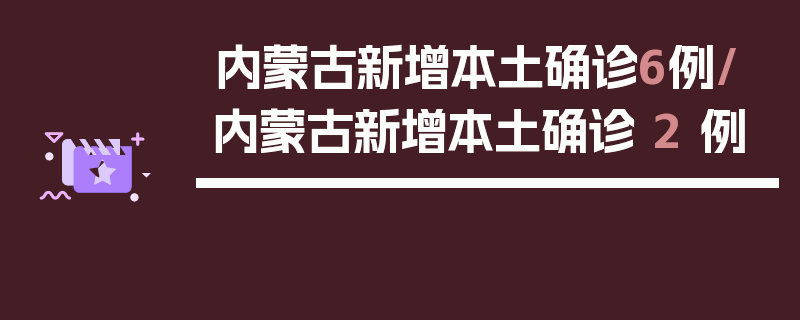 内蒙古新增本土确诊6例/内蒙古新增本土确诊 2 例