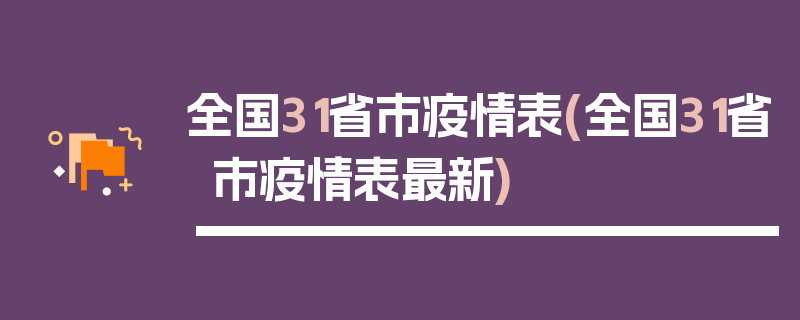 全国31省市疫情表(全国31省市疫情表最新)