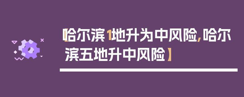 【哈尔滨1地升为中风险,哈尔滨五地升中风险】