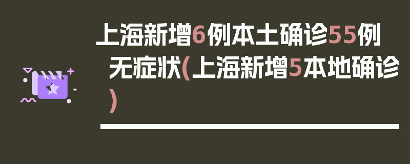 上海新增6例本土确诊55例无症状(上海新增5本地确诊)